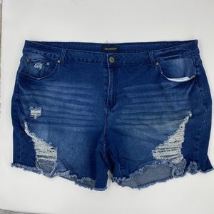 Ashley Stewart Distressed Jean Shorts Sz 26